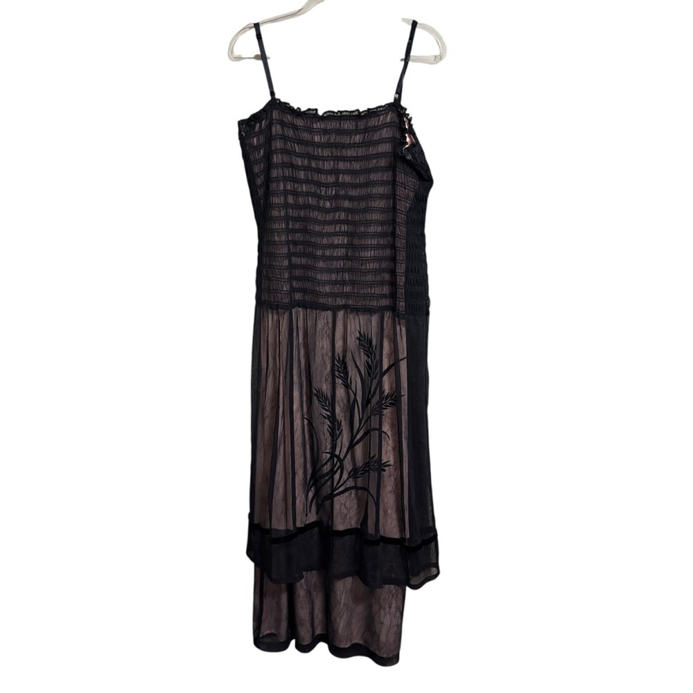 Sue Wong Vintage Sz Lg Smocked Layered Cocktail Gown